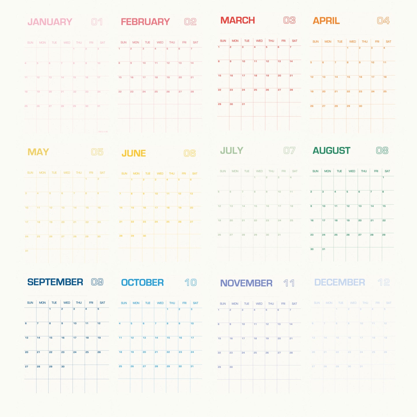 Calendar (Soft Shades)