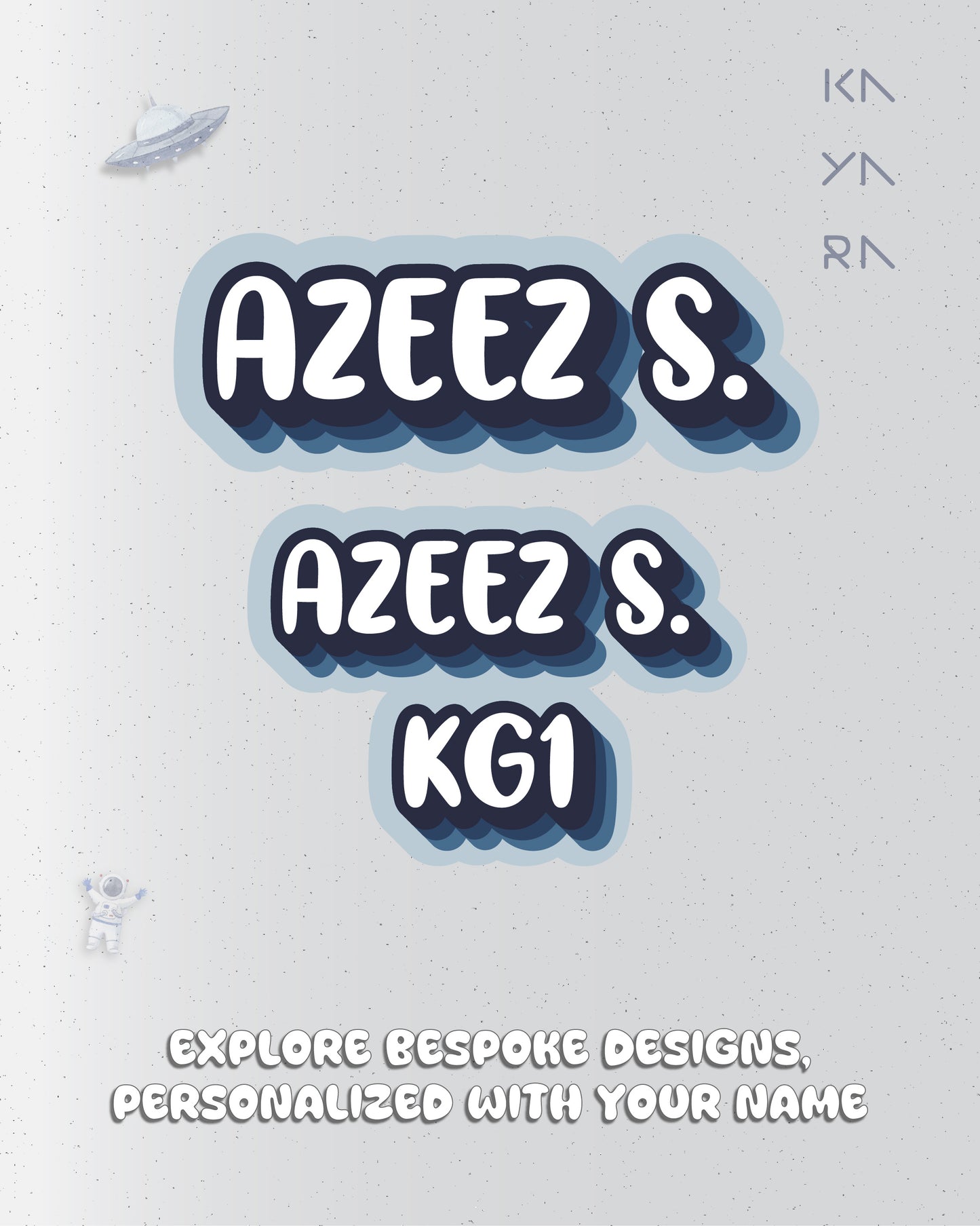 36 Classic Blue Name Labels (English)